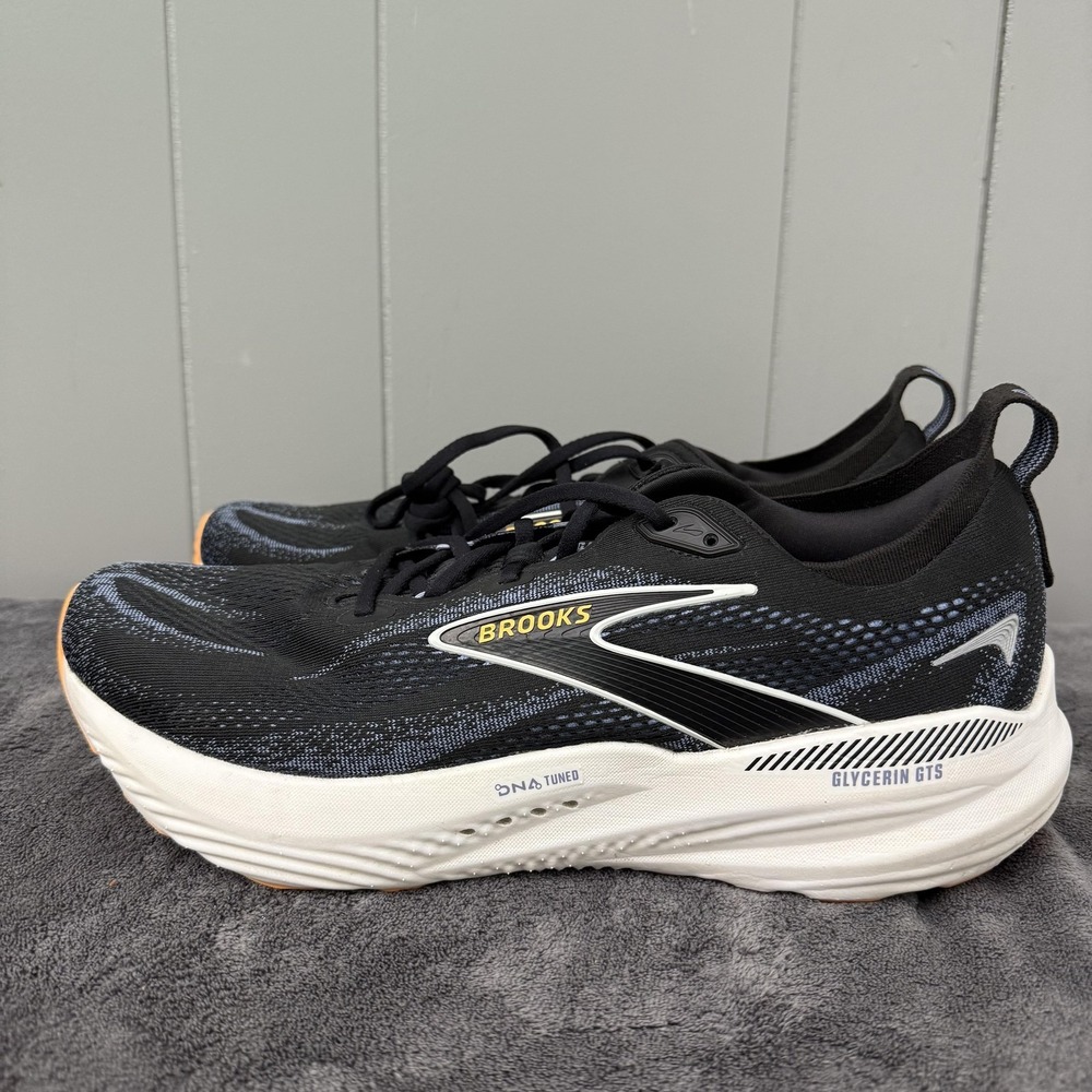 Brooks Glycerin GTS 22 Shoes Mens Size 12.5 Black Orange Cushioned Running